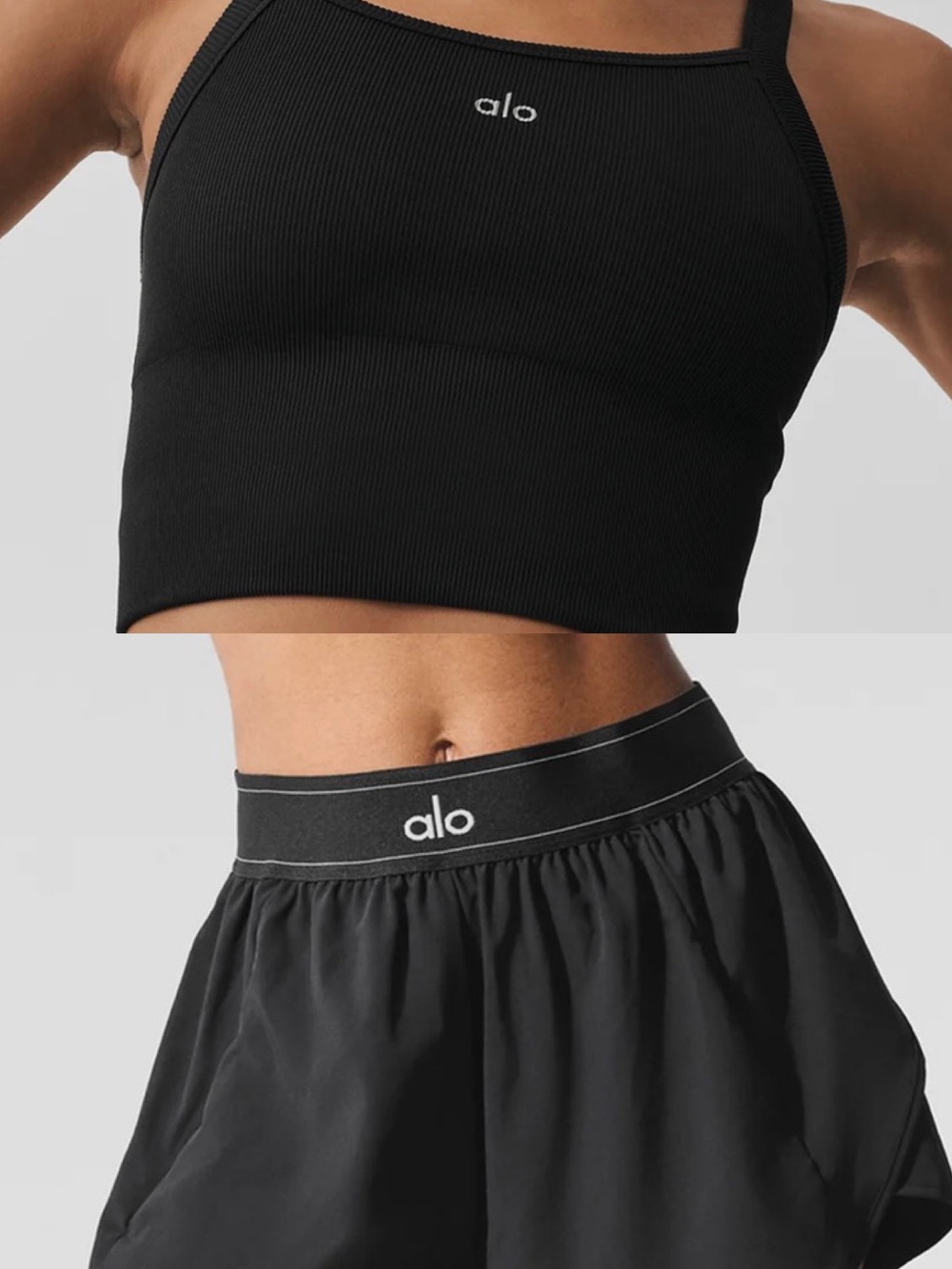 ALO Bundle - Seamless Ribbed Favorite Bra Tank and Match Point Shorts